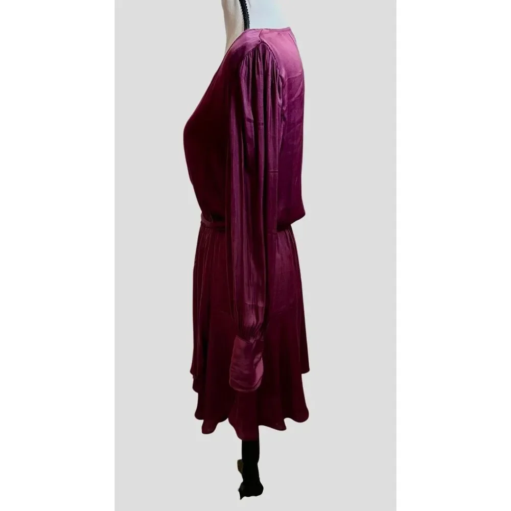 Socialite Satin Long Sleeve Wrap Mini Dress